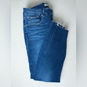 Good American Good Waist Cropped Distressed Blue Ankle Jeans, Size 14/32